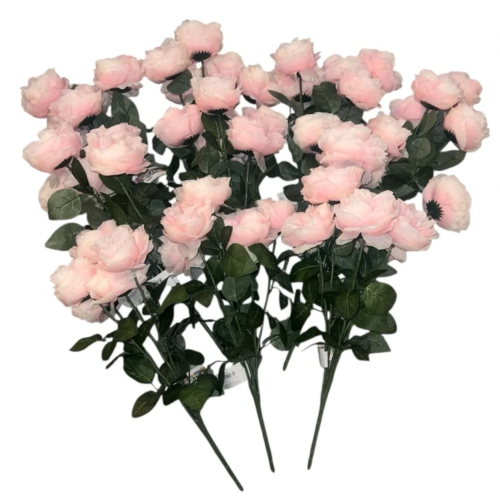 NWT Joann Fabrics Bright Ideas Lt Pink Cabbage Rose Bushes Peonies Wedding 10 Pc